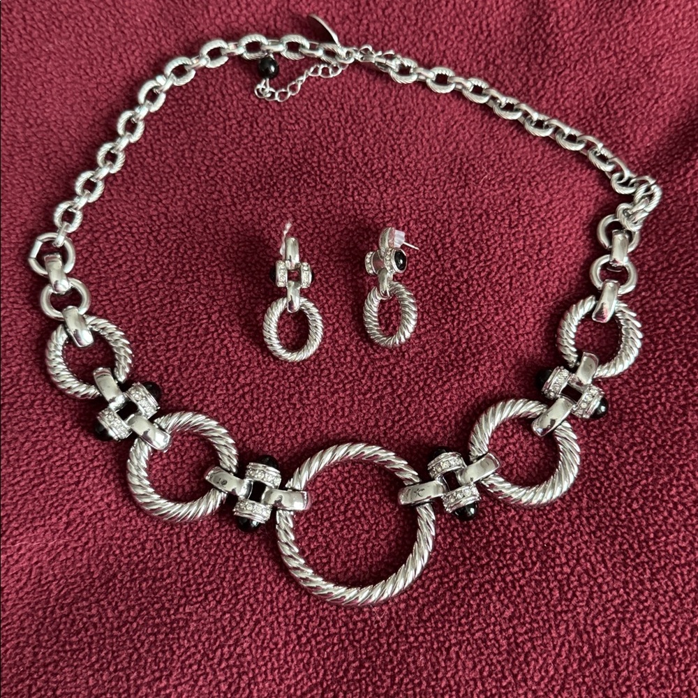 Elegant Silver Necklace and Earring Set WHBM
